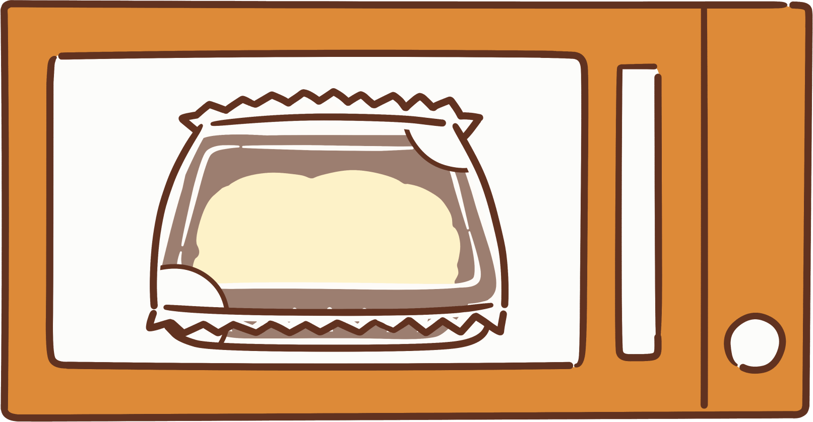 内袋は開封せず、電子レンジで加熱する。